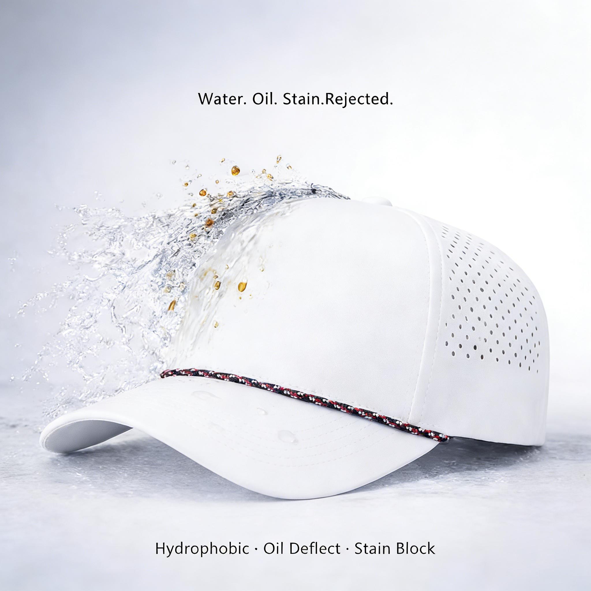 Custom 5 Panel Embroidery Logo Baseball Cap Waterproof Laser Cut Drilled Hole Perforated Hat Gorras