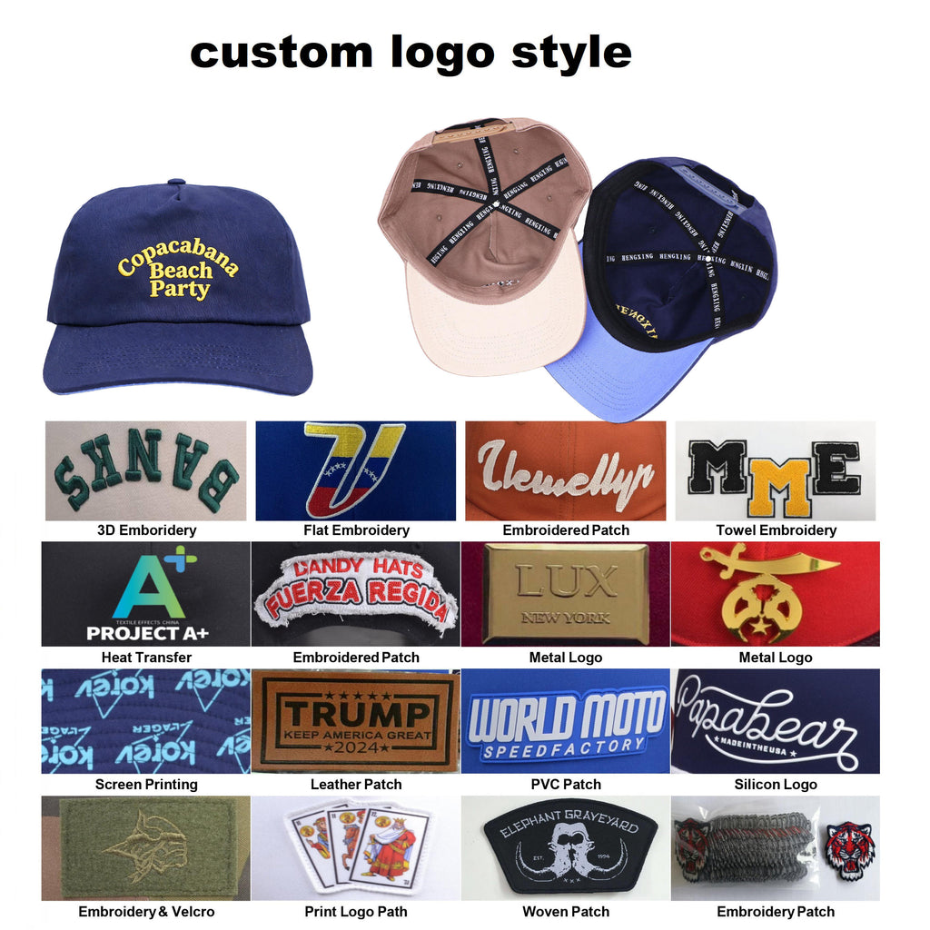 DAZU Manufacturer Navy Blue 5-Panel Unstructured Hat Low Profile Adjustable Cotton Mens Baseball Cap Vintage Style Letter