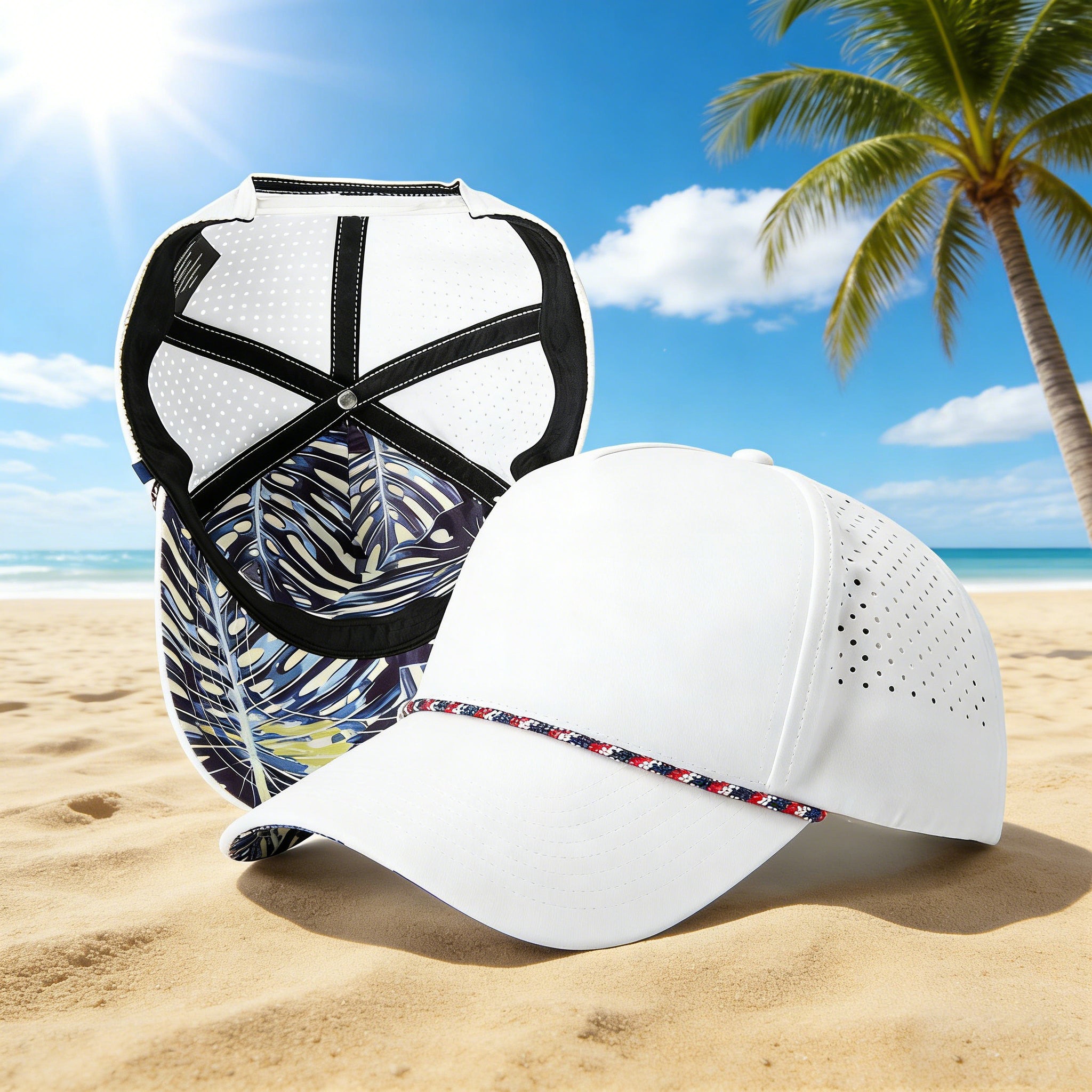 Custom 5 Panel Embroidery Logo Baseball Cap Waterproof Laser Cut Drilled Hole Perforated Hat Gorras