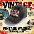 Vintage Washed Denim "BLACK REBEL" Embroidered Adjustable Distressed Street & Daily Wear Baseball Hat Cap
