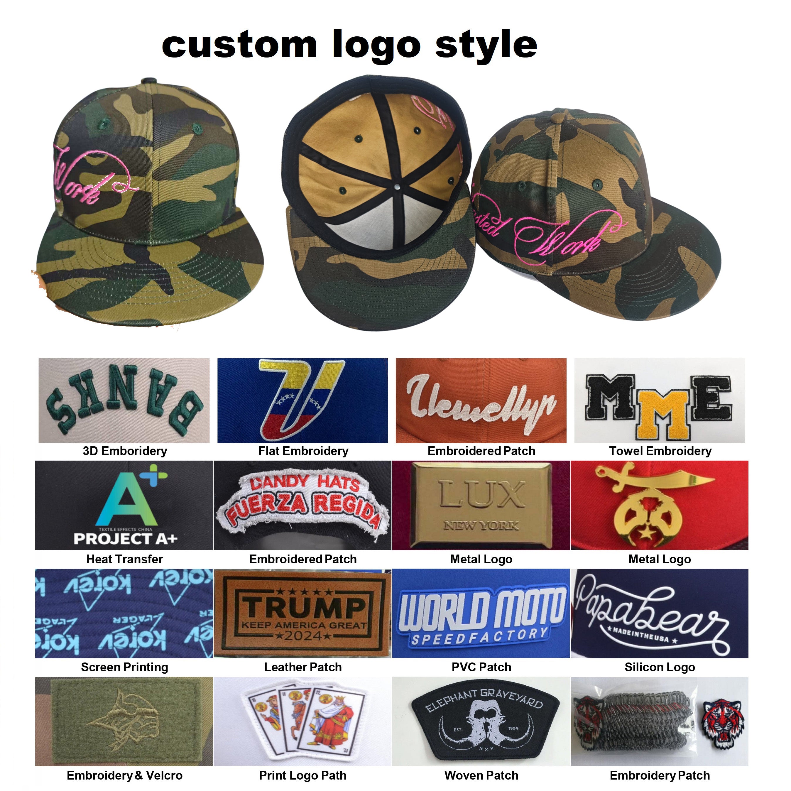 Wholesale China High Quality Custom Embroidery logo Fifty Snap Back Snapback Gorras Goras Fitted Caps Hats for Men Man