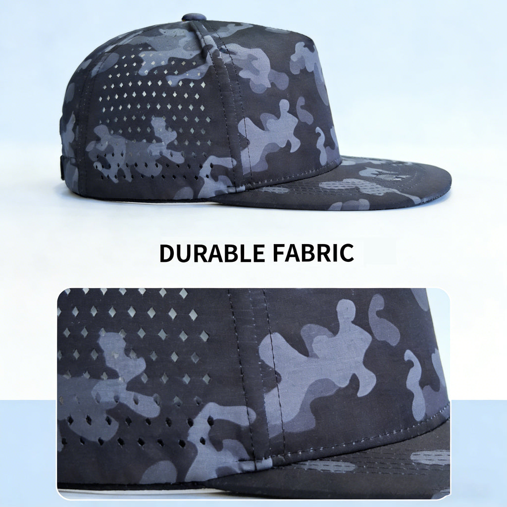 Wholesale Laser Perforated 5-Panel Flat Brim Snapback Cap Streetwear Hip-Hop Skate Hat Snapback Cap