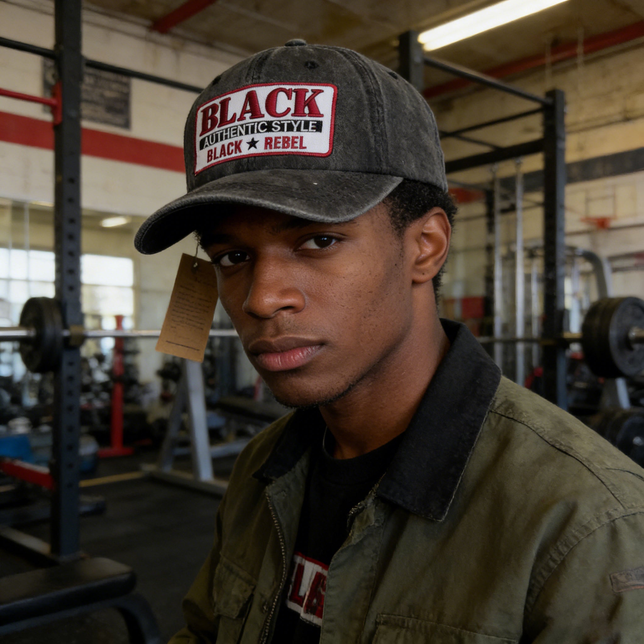Vintage Washed Denim "BLACK REBEL" Embroidered Adjustable Distressed Street & Daily Wear Baseball Hat Cap